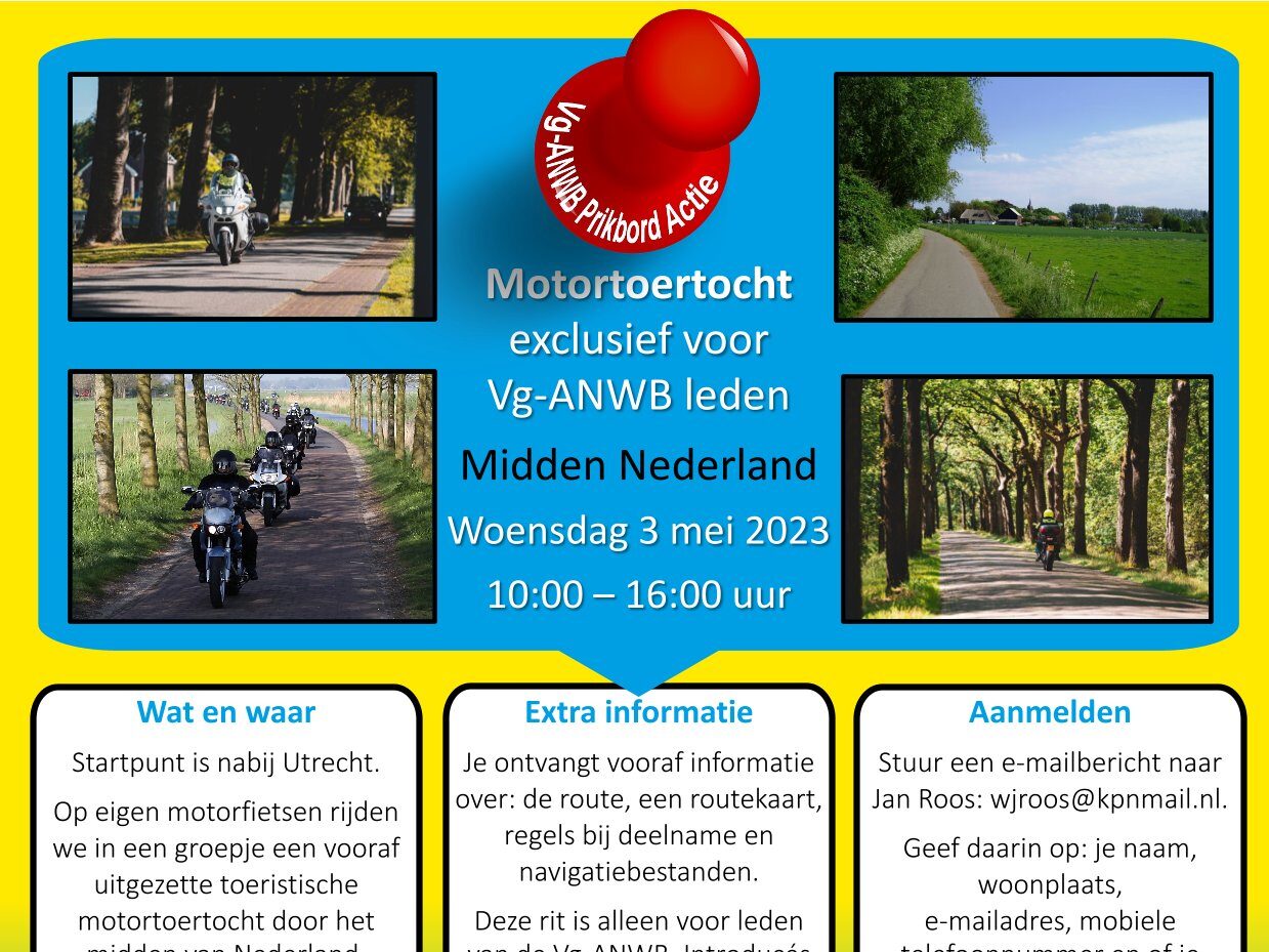 Prikbord Actie motortocht door Midden-Nederland