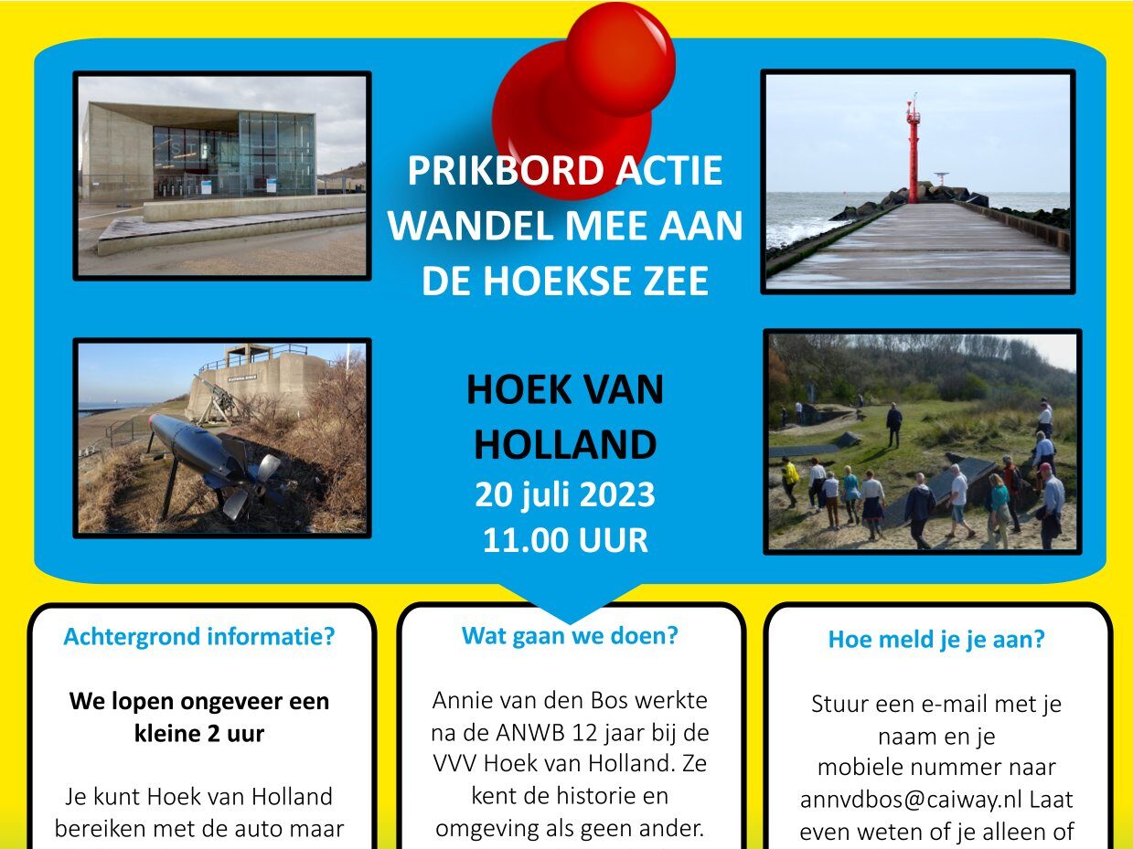 Prikbord actie Wandel mee aan de Hoekse Zee Hoek van Holland